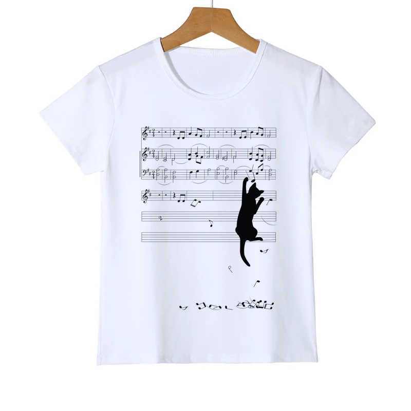 

Brand Summer Harajuku Animal 3D Music spectrum Cat Print Kids Shirt O-Neck Short Sleeve T Shirt Boys Tops Girls T-shirt Z21-5