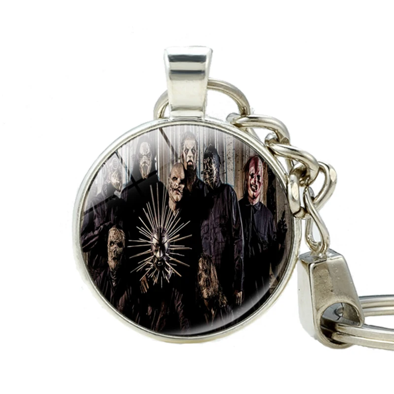 

Heavy Metal SLIPKNOT - "HOPE IS GONE" BLOODY Metal Rock Keychain Handmade Glass Cabochon Slipknot Keychains