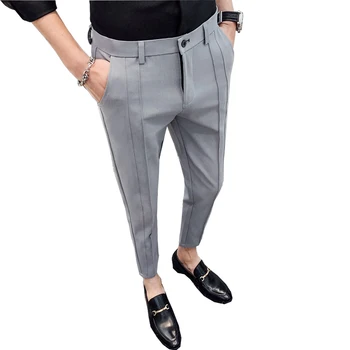 

Spring and Autumn Men Ankle Length Pants Fashion casual Black and grey men pant