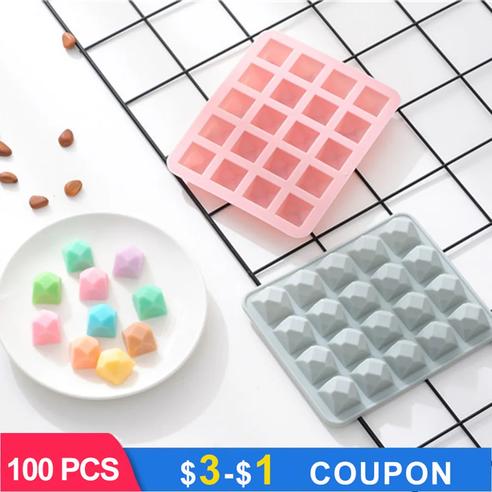 

20 Grids Silicone Ice Cube Tray DIY Ice Cream Maker Diamond Shape Form Fondant Molds Ice Mold Kitchen Bar Drinking Accessories