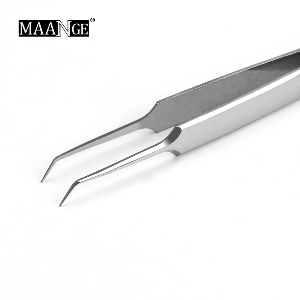 Пинцет MAANGE для ухода за кожей лица изогнутая игла из стали с эффектом угрей 1