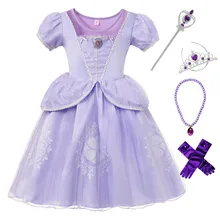 Нарядное платье для маленьких девочек с изображением Софии; одежда для дня рождения; платье принцессы Софии; карнавальный костюм