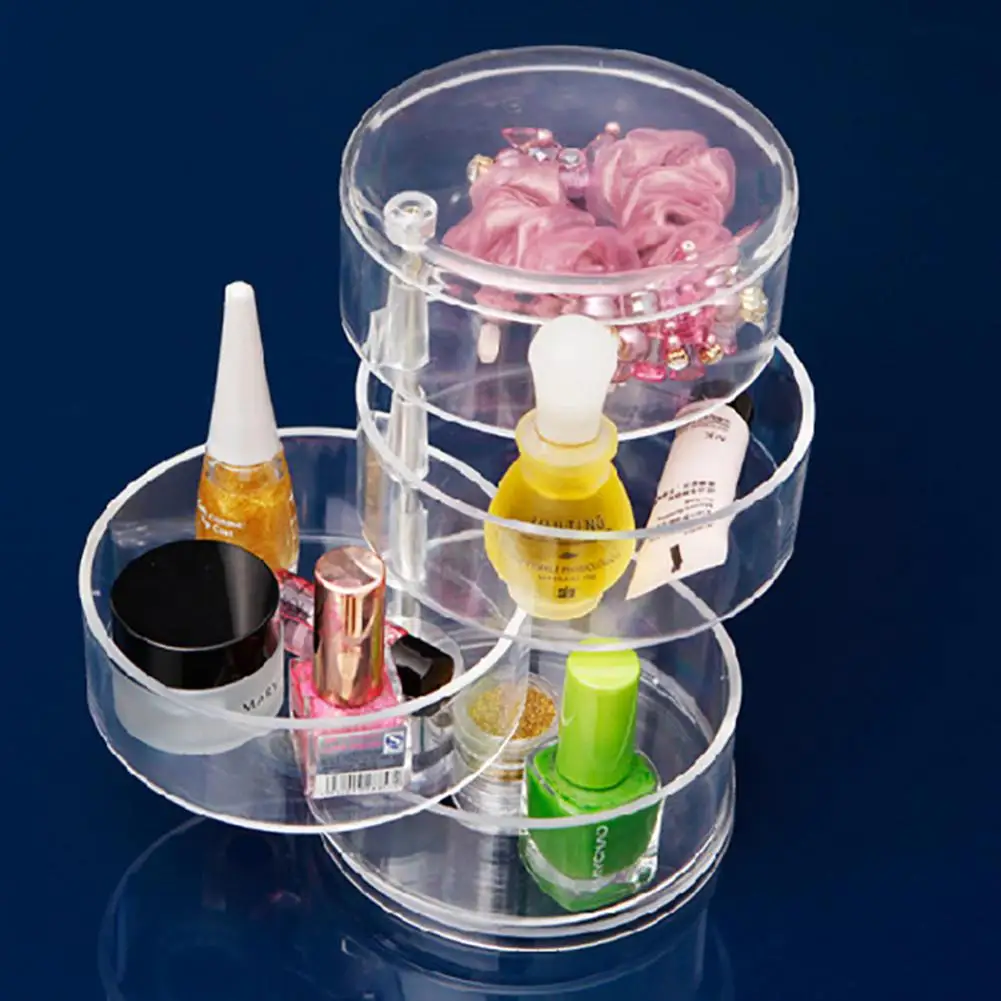 

HobbyLane Multifunctional 4 Layers Transparent Rotating Storage Box Jewelry Cosmetics Nail polish Display Storage Rack