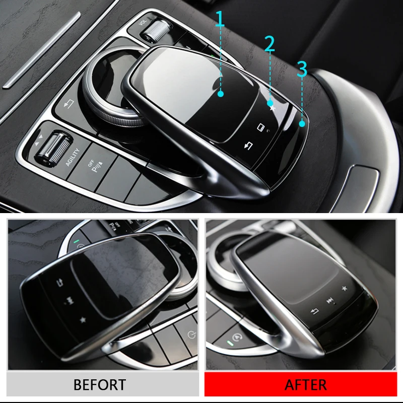

3pcs PVC Center Console Mouse Touch Protective Film Car Styling Sticker For Mercedes Benz C E S GLC GLE Class LHD