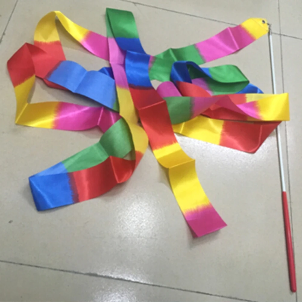 4M Dance Ribbon Gym Rhythmic Art Gymnastic Ballet Streamer Twirling Rod Colorful Polyester Ribbons 1PC