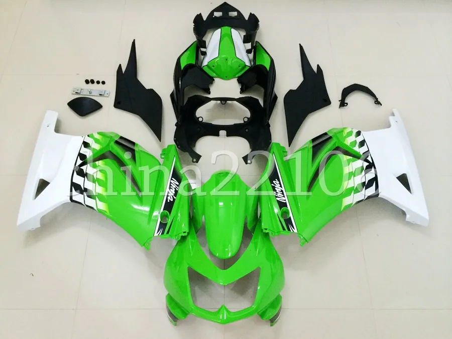 

New Injection mold ABS Fairing kit for Kawasaki ninja250 2008-2014 EX250 250 2008 09 10 11 12 13 14 fairings custom green white