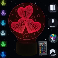 3D светодиодный светильник Ночной светильник ламинария USB Сенсорная настольная лампа I LOVE YOU 7 цветов меняющая настольная лампа для спальни украшение дома подарки