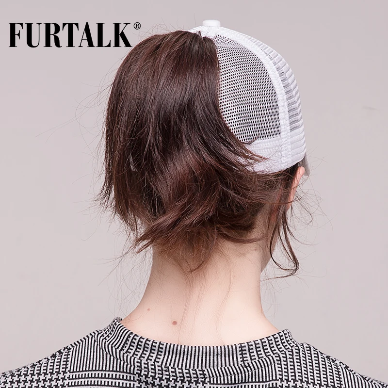 Günstig FURTALK Pferdeschwanz Baseball Kappe Frauen Messy Bun Baseball Kappe Glitter Hysterese Kappe Weibliche Hip Pop Hut Sommer Schwarz Weiß Hut