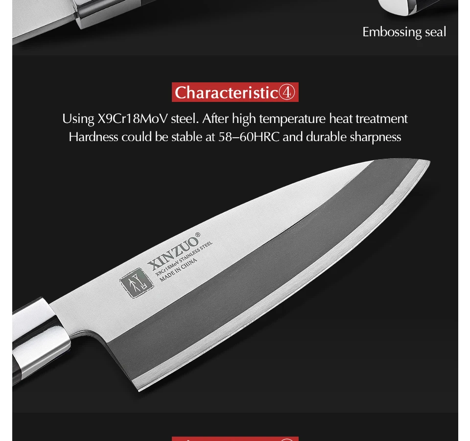 XINZUO 180 мм профессиональный нож Деба с ножнами X9Cr18M кухонные ножи из нержавеющей стали сашими односторонний нож шеф-повара ручка из черного дерева