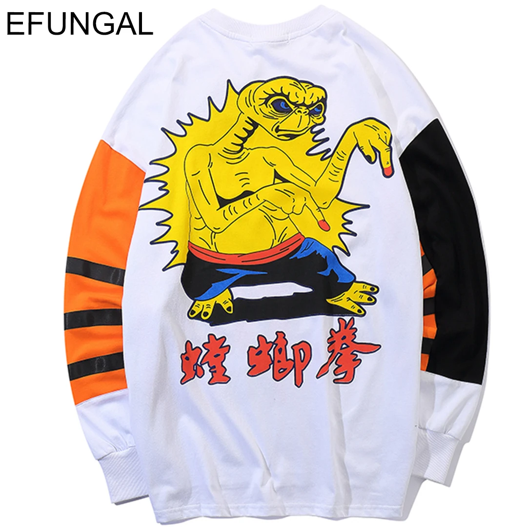 

EFUNGAL Mantis Boxing Kungfu Print Long Sleeve Funny T-shirts Men 2019 Spring New Design Harajuku Streetwear Hip Hop Tops Tees