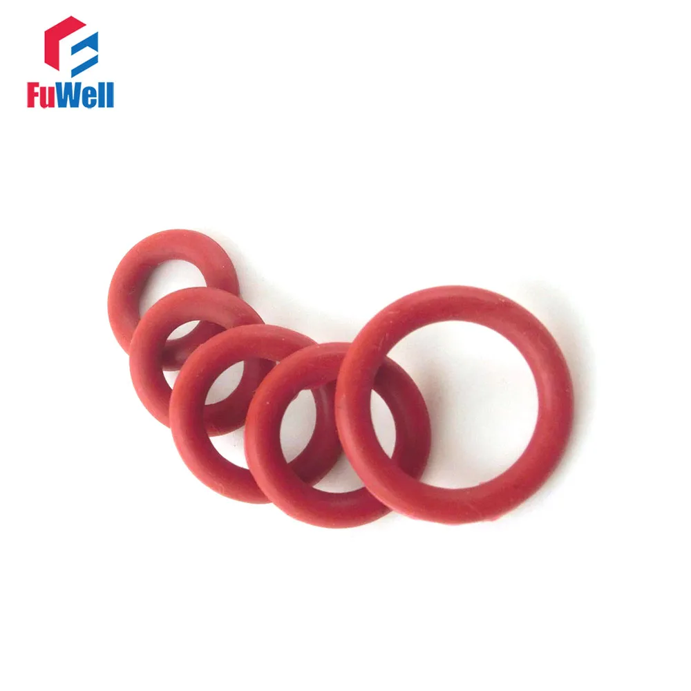 

100pcs Red Silicon Rubber 5mm Thickness O-rings Seals 15/16/17/18/19/20/21/22/23/24/25mm OD O Ring Seal Gasket Washers