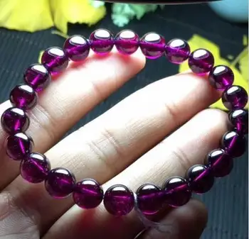 

free shipping 8.3mm Natural Purple Red Garnet Crystal Bead Bracelet AAAA