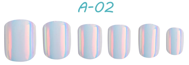 Fengshangmei зеркальные ногти искусственные поддельные ногти металлические отражающие накладные ногти с клеем - Цвет: A02