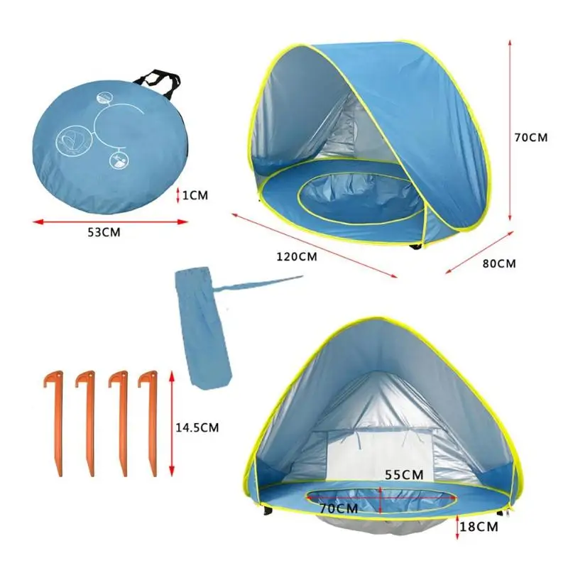 Летний детский пляжный тент, портативный детский открытый плавательный бассейн, солнечные укрытия, палатки для младенцев, ультрафиолетовая защита, автоматический быстрооткрывающийся тент
