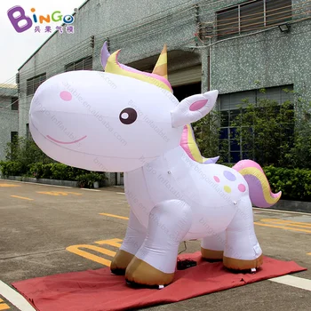 

FREE POSTAGE 3x2.6m inflatable one-horned horse cartoon/ white horse model decoration inflatable toy customized for advertising