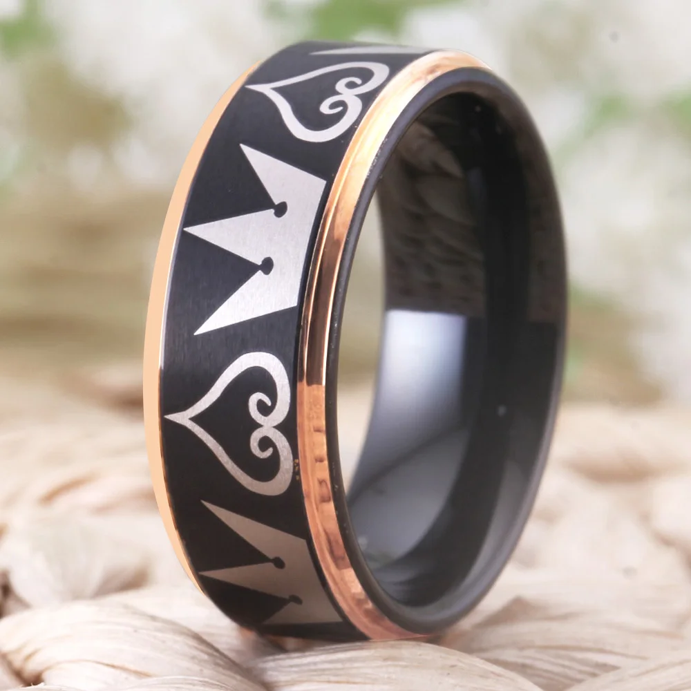 Королевство сердца ювелирные изделия подарок вольфрамовые кольца для мужское обручальное кольцо для женщин обручальное кольцо косплей ювелирные изделия вечерние кольца