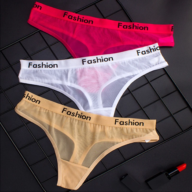 

3pcs/set Thin Mesh Women Sexy Briefs Panties Soft Breathable Female G-string Low Rise Waist Panty Set Seamless Lady Thongs