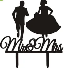 100 шт/партия креативный бегущий Mr and Mrs с дизайном собаки акриловый для свадебного торта Топпер украшения для торта для вечеринки