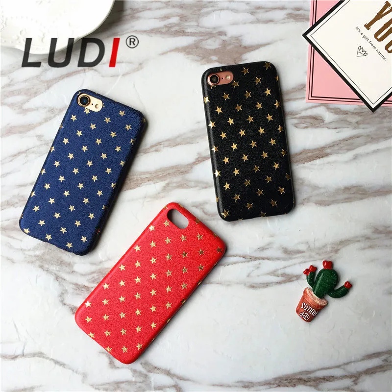 LUDI модный Ультратонкий чехол для телефона с золотыми звездами iphone7 6S 6 Plus 5 5S SE 8X8Plus