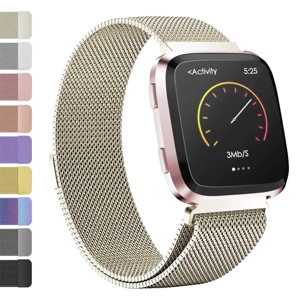 TORQUILA Milanese Loop для Fitbit Versa Smart Watch Band Регулируемая Замена из нержавеющей стали с уникальным магнитным замком - Цвет ремешка: Champagne