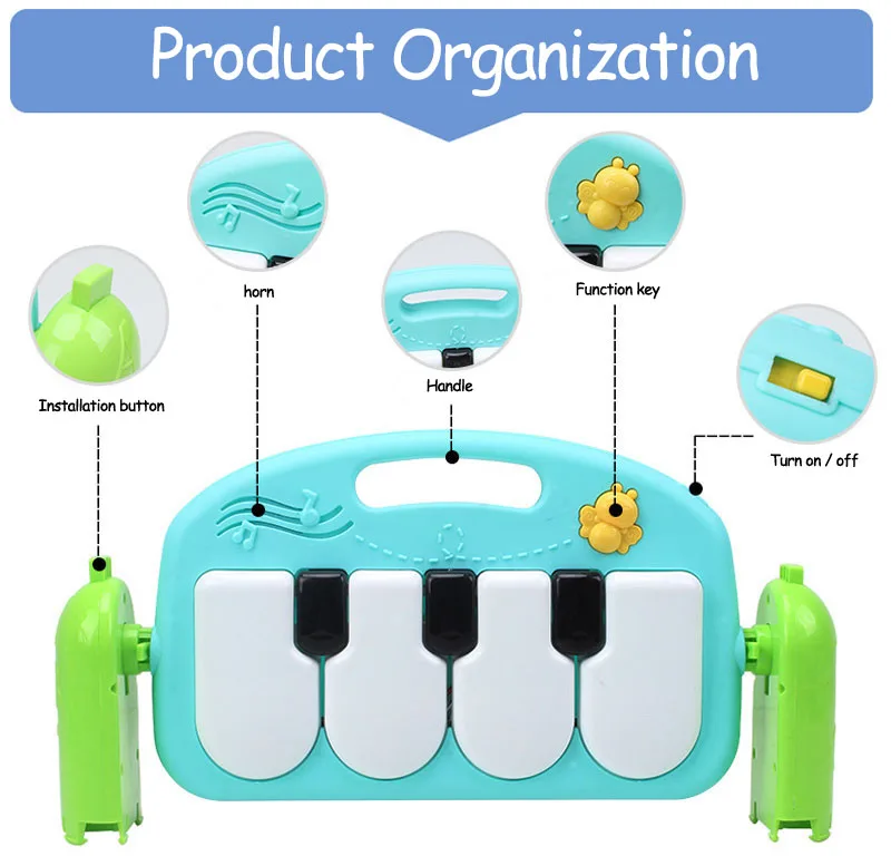 Детский игровой коврик, детский коврик, развивающий коврик-головоломка с фортепианной клавиатурой и милым животным, детский игровой коврик для занятий ползанием, игрушки