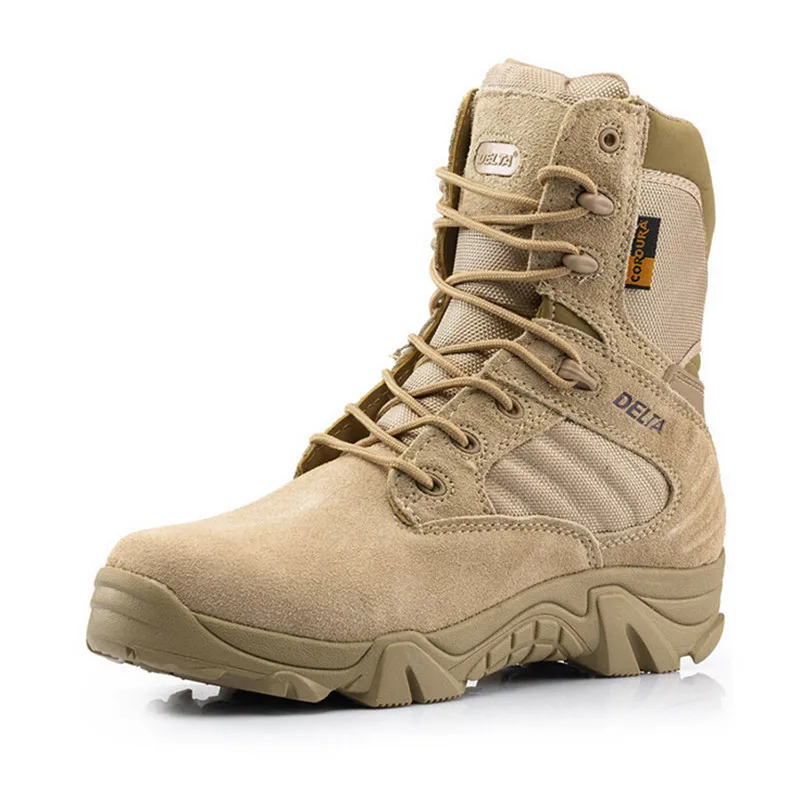 Военные тактические ботинки дезерты армейские уличные армейские походные ботинки кожаные осенние мужские ботинки - Цвет: Sand High