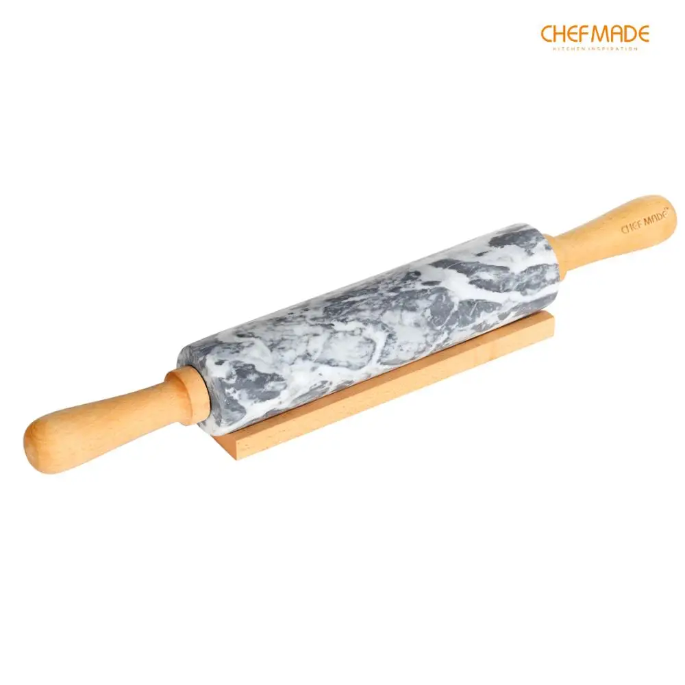 CHEFMADE 18 дюймовые мраморная Скалка с деревянными ручками и колыбель антипригарным