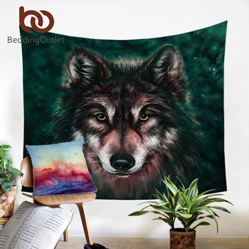 

BeddingOutlet Wolf Tapestry 3D Printed Cool Hippie Vivid Life Wall Carpet Hanging Wall Tapestries Polyester Sheet Home 2 Sizes