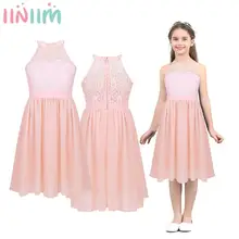 Iiniim/детское свадебное платье для девочек, кружевное шифоновое платье на бретелях с цветочным принтом, платье принцессы, официальная одежда для причастия, выпускного вечера