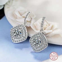 Аутентичные Настоящее серебро 925 проба винтажные Allure прозрачные CZ серьги-гвоздики женские свадебные украшения Femme Brincos