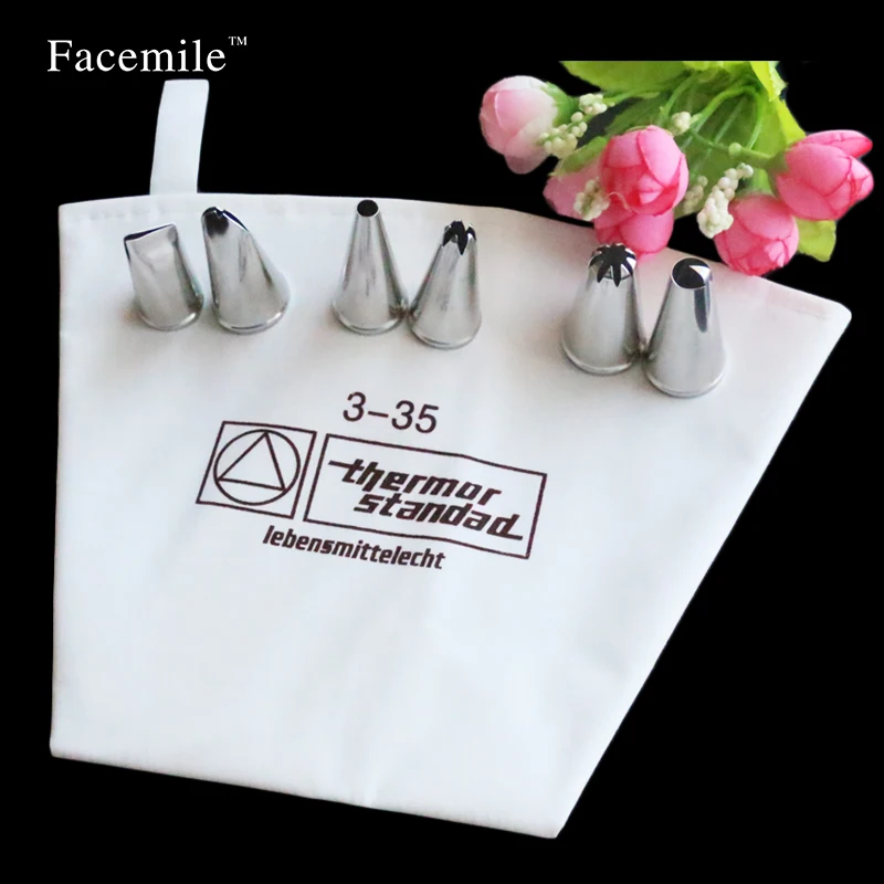 Кондитерский мешок с 6 насадками из нержавеющей стали 03115|decorating tip set|stainless steel nozzle
