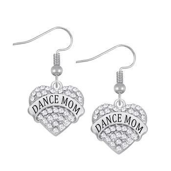 

Dropshipping Aliexpress Factory Wholesale Metal Alloy Rhodium Plated Crystal Hearts Dance Mom Ear Ring