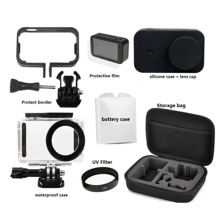 

Mijia Accessories 4K Mini Camera Waterproof Housing Battery Case Frame Cover Silicone Shell Lens Cap UV Filter Film For Xiaomi