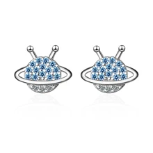 XIYANIKE 925 Стерлинговое Серебро Корейский простой милый маленький серьги синяя планета кристалл серьги ювелирные кольца для женщин Путешествия вечерние подарок