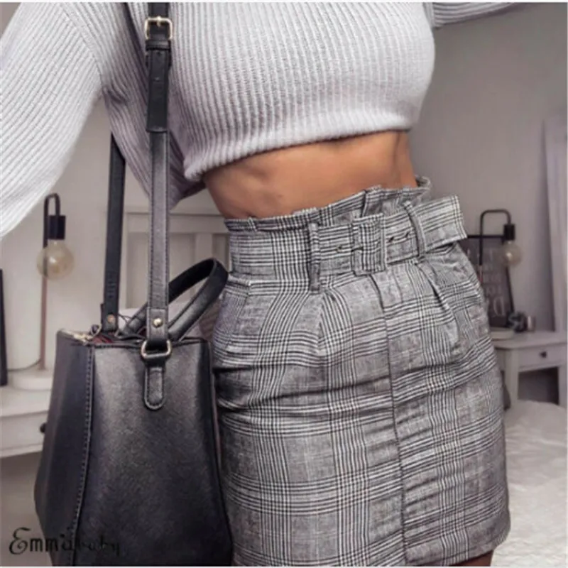 

Fashion Women Skirt 2019 Spring Autumn Elegant Plaid Thick Slim Short Mini Skirt Girl Casual Skirts Female Bottoms Dropshipping