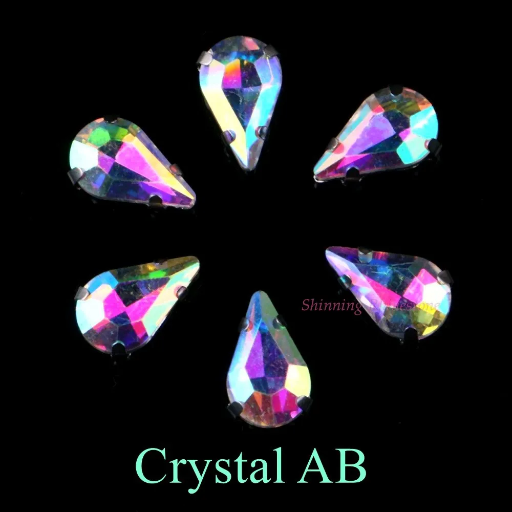 Узкий Каплевидная форма стеклянные стразы с когтями пришить с украшением в виде кристаллов Камень страз с алмазными металлическими Базовая Пряжка 20 шт./упак - Цвет: Crystal AB
