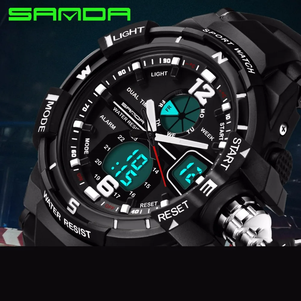 Online 2018 SANDA Brand Man Military Sport Watch Men XFCS Waterproof LED Digital Watch Male Watches Clock Hodinky Relogio Masculino