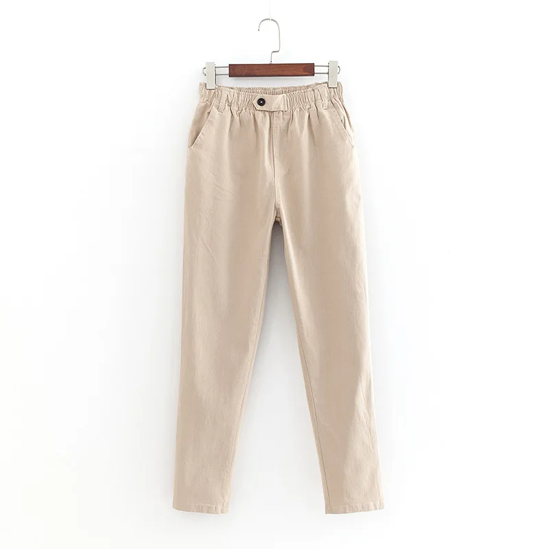 Размера плюс, повседневные джинсы, Весенняя женская одежда, модные свободные Стрейчевые джинсовые прямые брюки с эластичной талией, T55-6197 - Цвет: Хаки