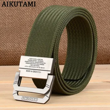 

Double Aluminum Alloy Buckle Tactical Belt Non-porous Cinturon Militar Adjust Men Nylon Military Belt Utility Waist Sports Gear