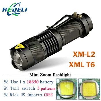 

Mini rechargeable CREE XM-L2 flashlight led torch XM L T6 waterproof 3800 lumen 5 mode lanterna flash light lamp batteries 18650