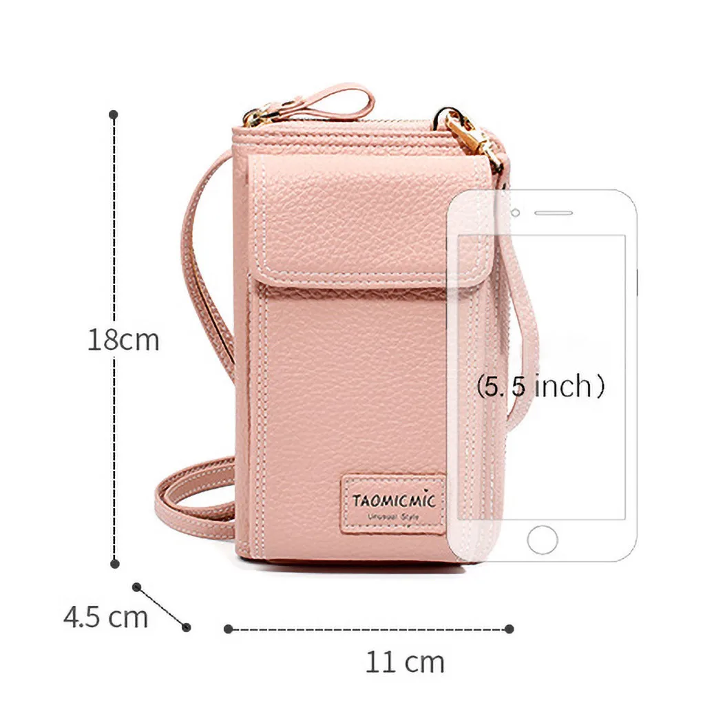 Crossbody Cell Phone Shoulder Bag Women Mini Messenger Bags Multifunctional Female Wristband Wallet Clutch Lady Leather Purse