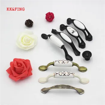 

KK&FING European Aluminum Alloy and Ceramic Door Handles Antique Furniture Drawer Pulls Kitchen Cabinet Knobs Furniture Hardware