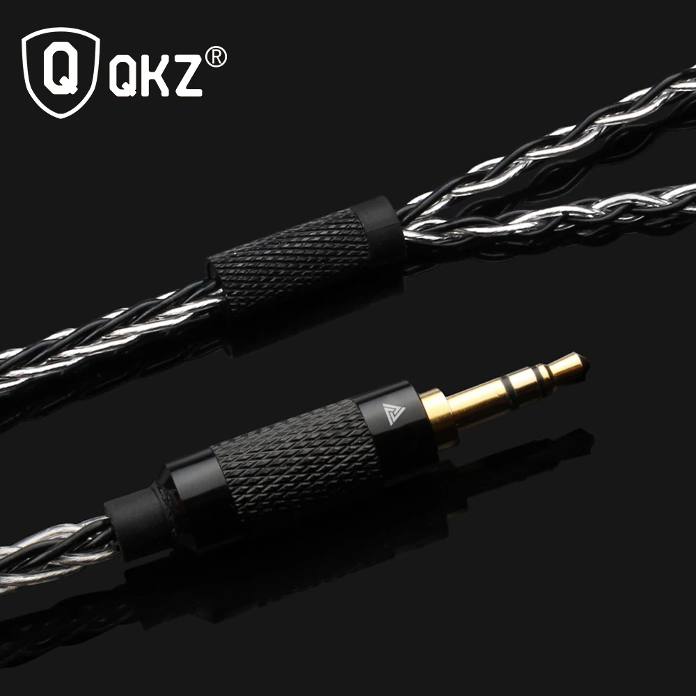 Обновленный кабель для наушников QKZ 0 75 мм 8 ядер посеребренный 3 5 дюйма улучшенный