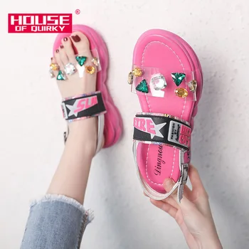 

Crystal Peep Toe Ladies Beach Shoes Comfortable Rubber Ladies Shoes and Sandals Women Shoes Platform Sandalen Summer Shoes Woman
