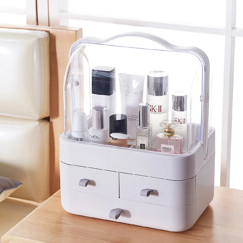 

Desktop net red cosmetics storage box extra large drawer type portable transparent desktop finishing skin care rack dust-proof