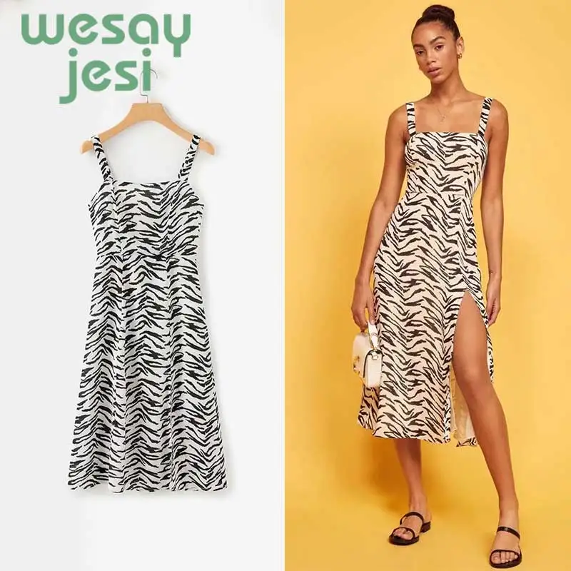 

Dress women vintage print A-line party dress women vestidos girl summer sleeveless chic mid-calf dresses