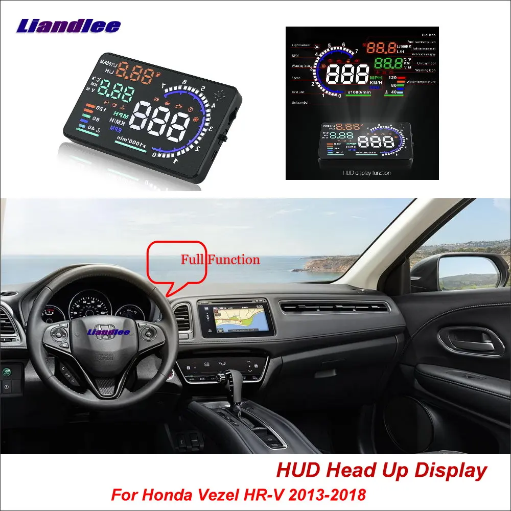 

Liandlee Full Function HUD Car Head Up Display For Honda Vezel HR-V 2013-2018 Safe Driving Screen OBD Data Projector Windshield
