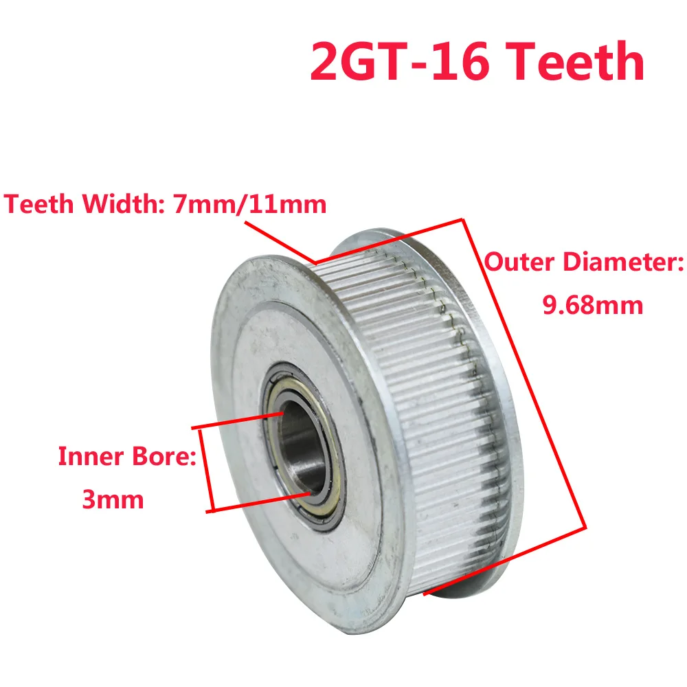 2GT 16 зубчатое синхронное колесо направляющий шкив 3 мм диаметр 7 мм/11 мм ширина с подшипником для ремня ГРМ GT2