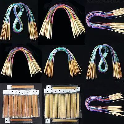 

18pcs/lot Multicolor Sweater Knit Tube Circular Carbonized Wood Hand Knitting Needles 40cm - 120cm