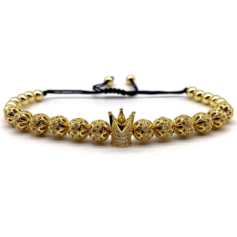 

2019 Luxury Royal Crown Bracelet Men Pave CZ New Charm Bracelet For Men Handmade Adjustable Jewelry Gift
